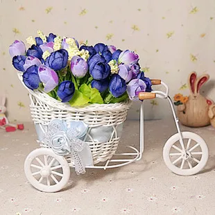 Floace ротанга трицикл искусственный цветок Шелковый цветок набор домашний декор стол для столовой комнаты подарок свадебное украшение- FL140079 - Цвет: A Blue