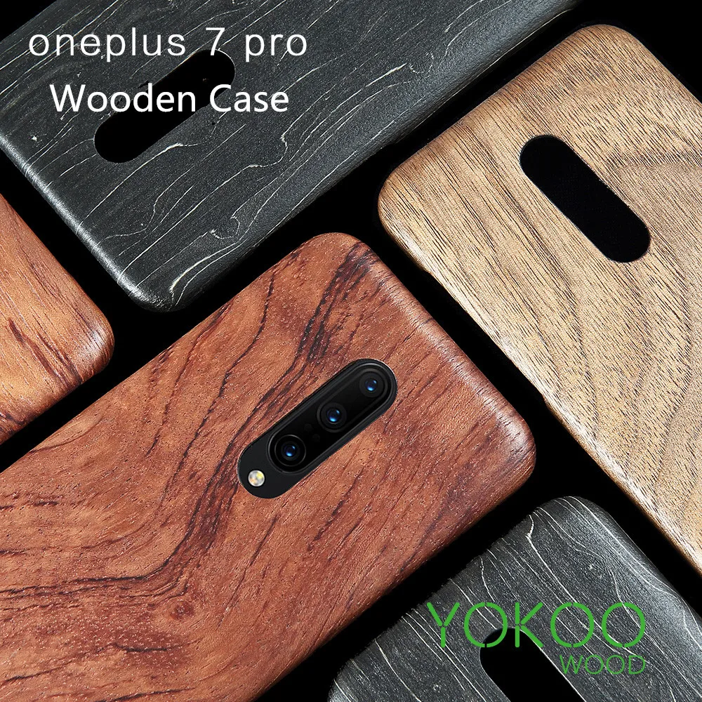 

For OnePlus 7 Pro Wooden Rosewood Bamboo Walnut Enony Wood Slim Back Case Cover