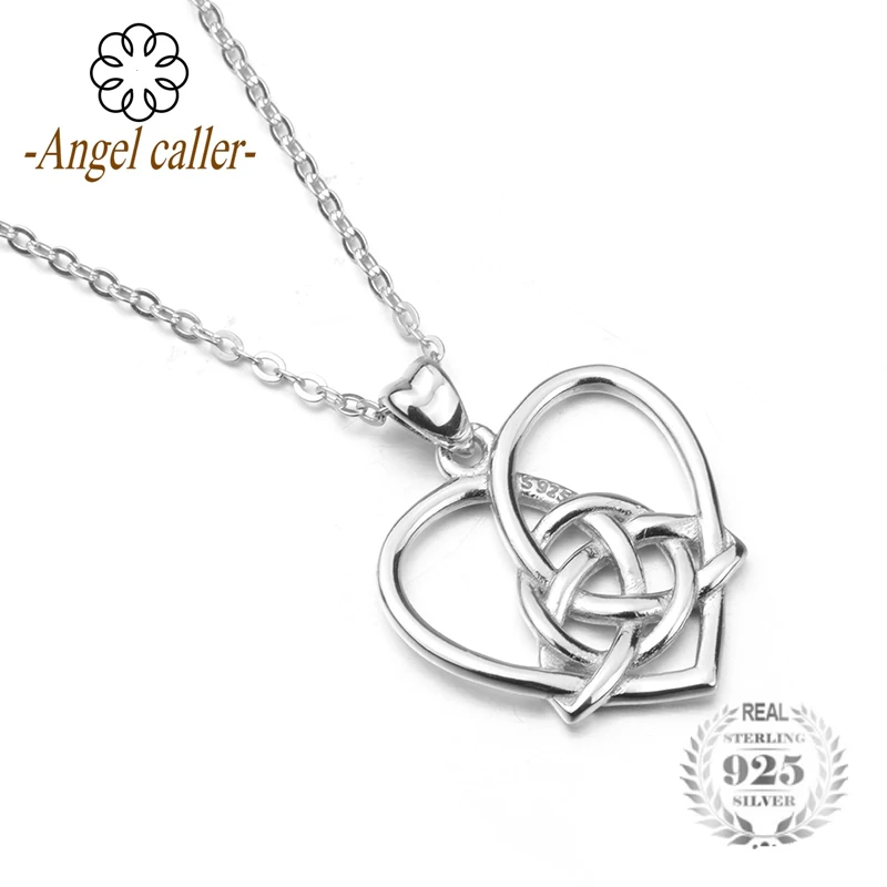 

Angel Caller Real 925 Sterling Silver jewelry Celtics love knot Pendant Necklaces fashion Trinity knot Necklace for women CYD115