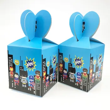 

6pcs The Avengers Cartoon Candy Bag Kids Birthday Party Decoration Paper Gift Boxes Baby Shower Supplies 8.5x8.5x10cm