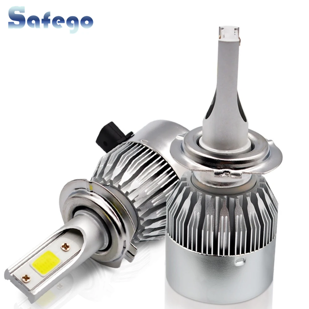 

Safego 2pcs LED H1 H4 H7 H8 H9 H11 9005 HB3 9006 HB4 Car Headlight Bulb C6 Hi/lo Beam COB Kit Fog Light 12v 24v 6000K White