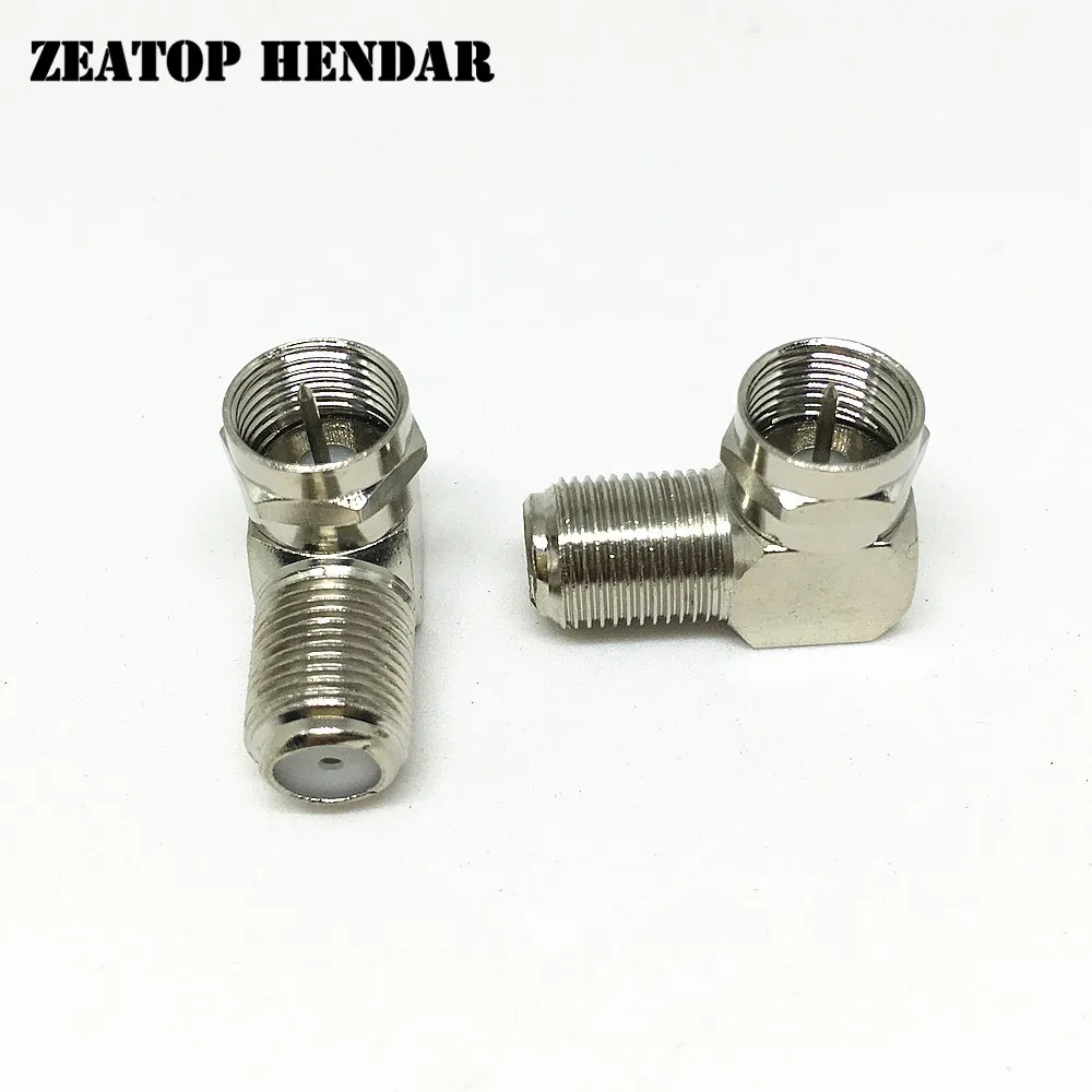 10PCS Brass TV Antenna Connector F Male Plug to F Female Jack Right Angle Coaxial Barrel Coupler