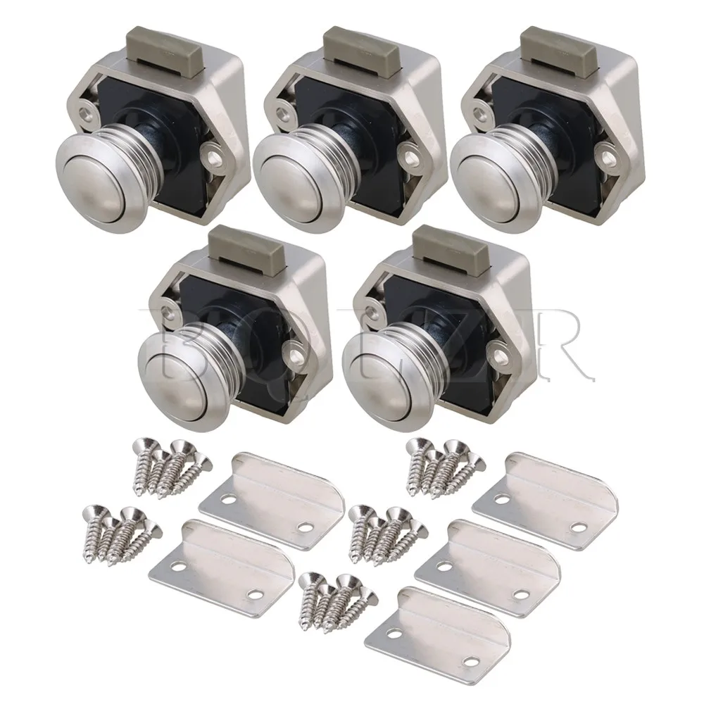 BQLZR 20mm Opening Hole Push Button Keyless Lock Latch Knob Cupboard Lock for RV Drawer