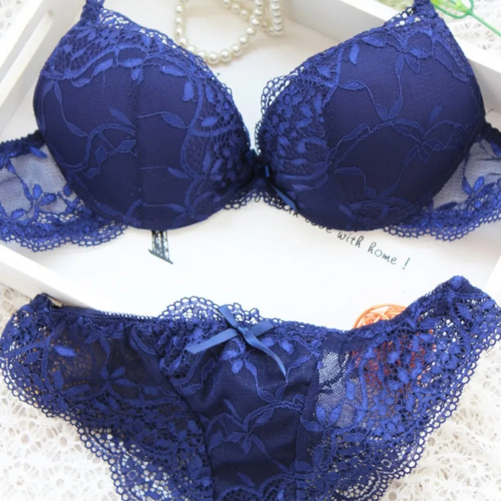 bra and knicker sets Women Lady Cute Sexy Underwear Satin Lace Embroidery Bra Sets With Panties Lady red bra and panty sets