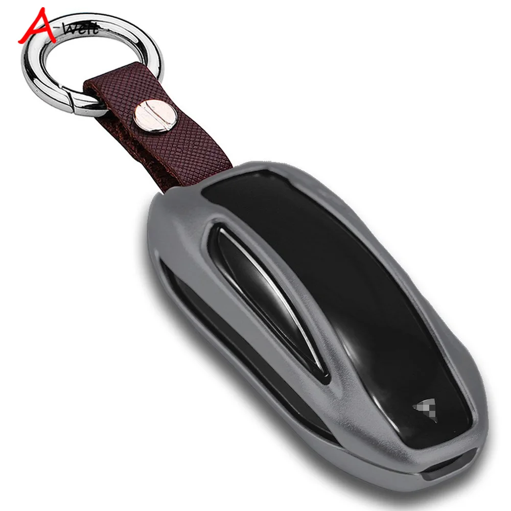 Авточехлы для Tesla модель X брелок для ключей защитный кожух оболочки с брелком для ключей, авто-Стайлинг - Название цвета: Серый