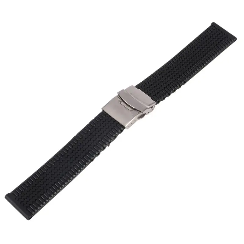

Waterproof 20 22 24mm Wtach Strap Silicone Rubber Watch Strap Band Deployment Buckle