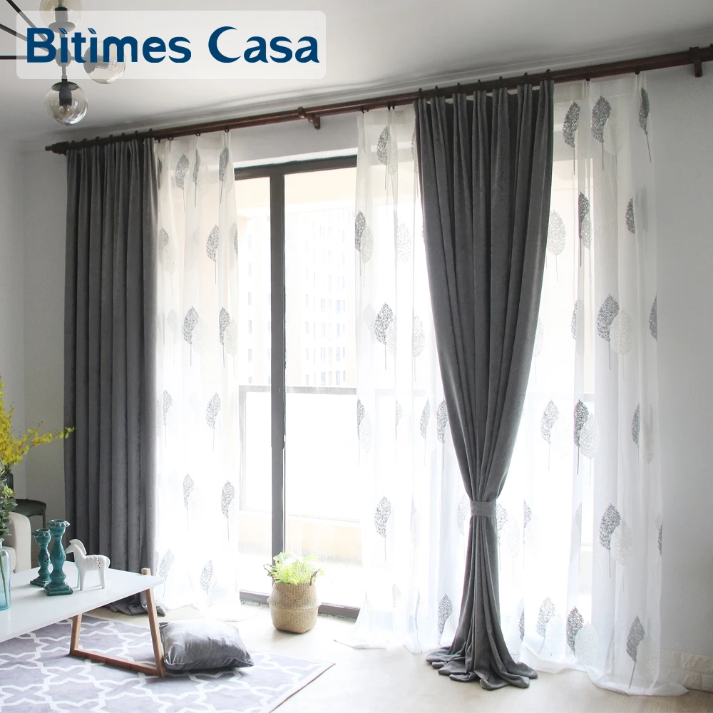 cortinas de ventana de color gris material de chenille de tamano personalizado alta sombra para sala de estar dormitorio decoracion del hogar