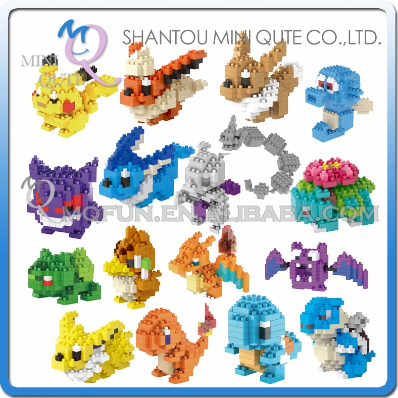 

Mini Qute LNO Kawaii 22 type Anime game cartoon gift pikachu Squirtle Charmander plastic building block model educational toy