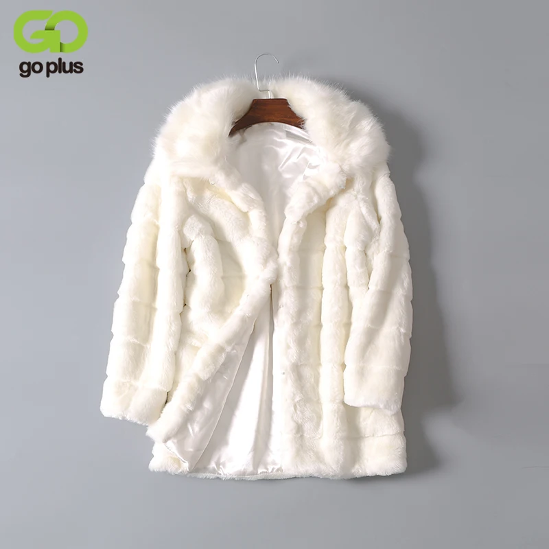 

GOPLUS 2019 New Winter Woman Thick Warm Fur Coat Black White Fashion Faux Fur Coats Fur Collar Long Jacket Overcoat Parka C0871