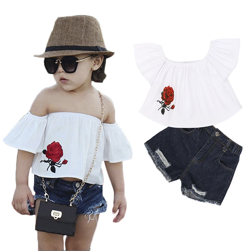 

2019 Summer Baby Girls Clothes Set T-shirt + Short Pants Suits Girls Fashion Suit Kids Clothes Sets Children Girls 2-7Y PR-067