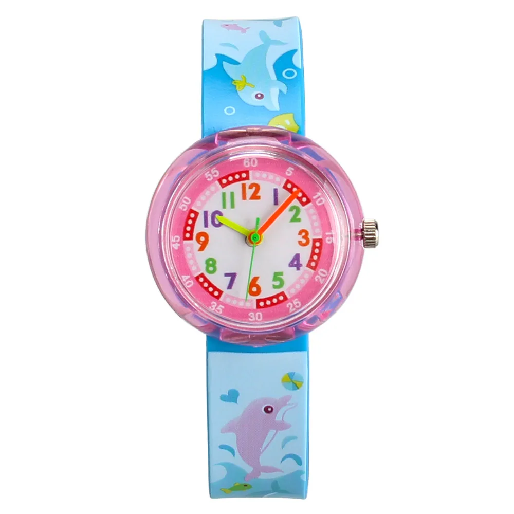 Повседневные детские часы, яркие, разноцветные, с мультяшными животными, для студентов, детские часы для девочек и мальчиков, маленькие, свежие, милые детские часы для сестры - Цвет: Черный