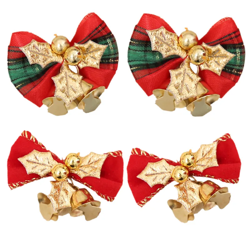 10PCS Christmas Tree Bow Christmas Ornaments Bell DIY Home Garden Bows
