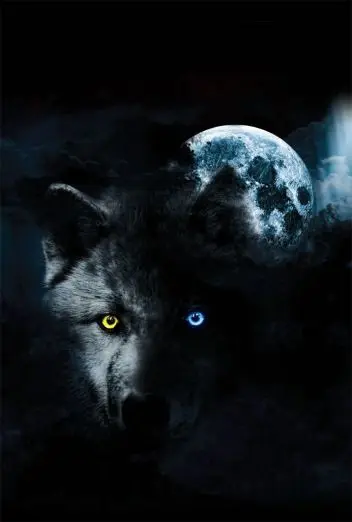 

1 drawing board wolf and lunar canvas printing modern canvas wall art mural decorative framed XJDP-28