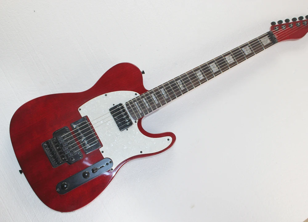 

Dark red Electric Guitar with White Pearl Pickguard,Rosewood Fretboard,Floyd Rose,Black Hardwares,offering customized services