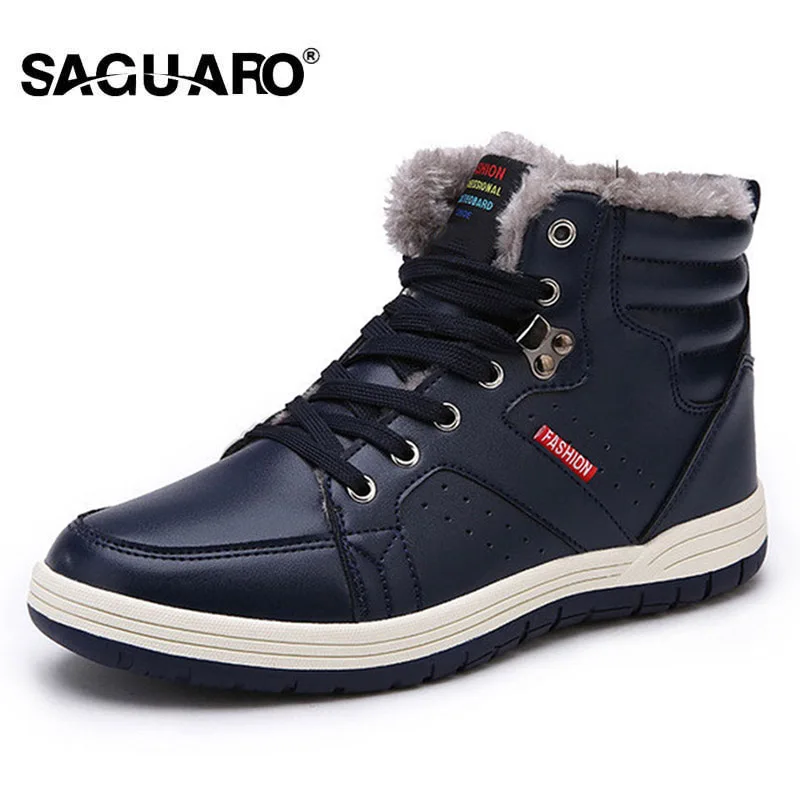 

SAGUARO Super Warm Winter Boots Men Snow Boots With Fur Keep Warm Platform Men Winter Snow Shoes Waterproof Ankle Boots