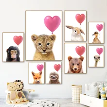 León zorro oso conejo perezoso pato mono cuadro sobre lienzo para pared carteles nórdicos e impresiones cuadros de pared de guardería decoración de habitación de niños