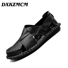 DXKZMCM Мужские сандалии из натуральной кожи модные мужские летние дышащие Для мужчин s ShoesBeach кроссовки Sandles