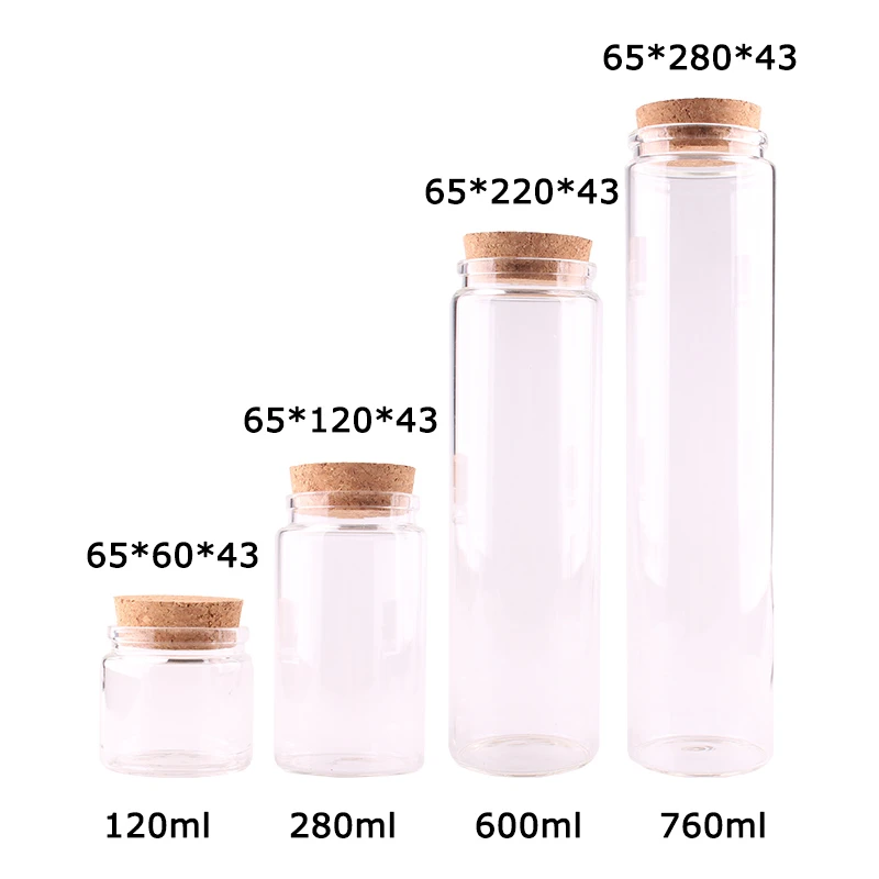 Download 4pcs Dia 65mm 120ml 250ml 550ml 700ml Transparent Glass Spice Bottles Jars Terrarium With Cork Stopper Food Glass Storage Bottle Storage Bottles Jars Aliexpress