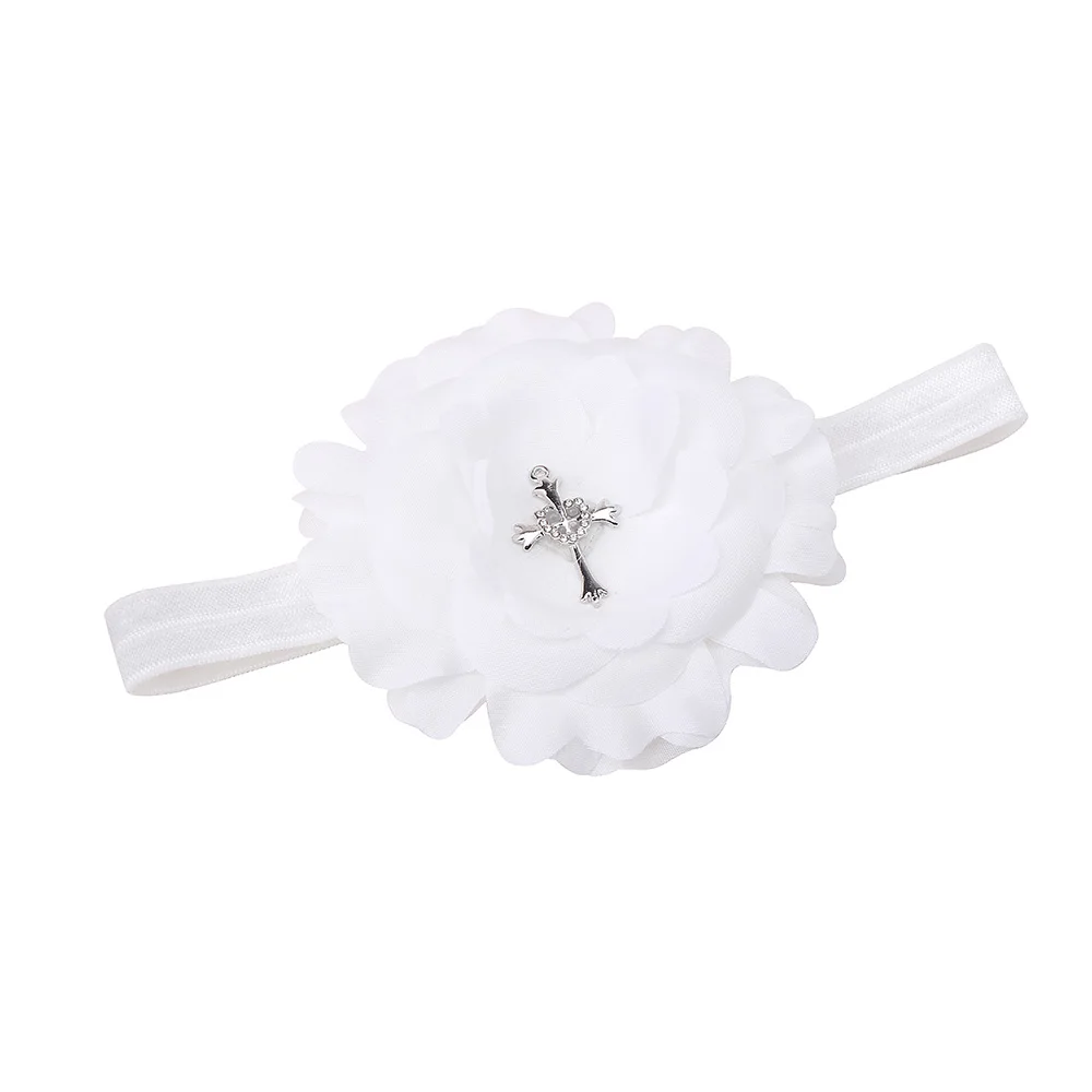 

Delebao Pure White Flowers Angle Headband 0-2 Years Newborn Hair Accessories Transparent Crystal Christening Headband