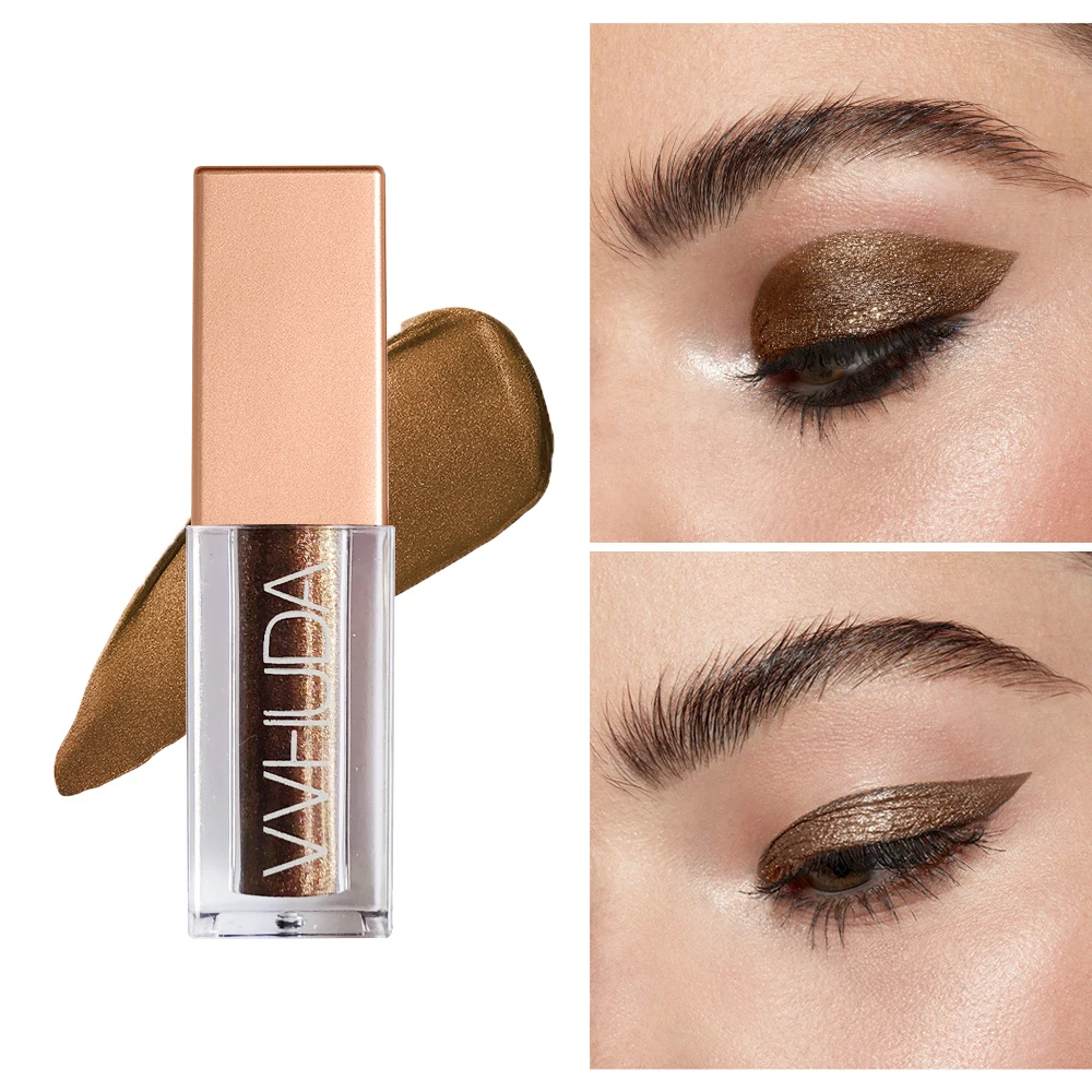 

VVHUDA Glitter Glow Liquid Eyeshadow Magnificent Shimmer Metals Makeup Eye Shadow Bronze Gold Sliver Cosmetic Diamond Brightener