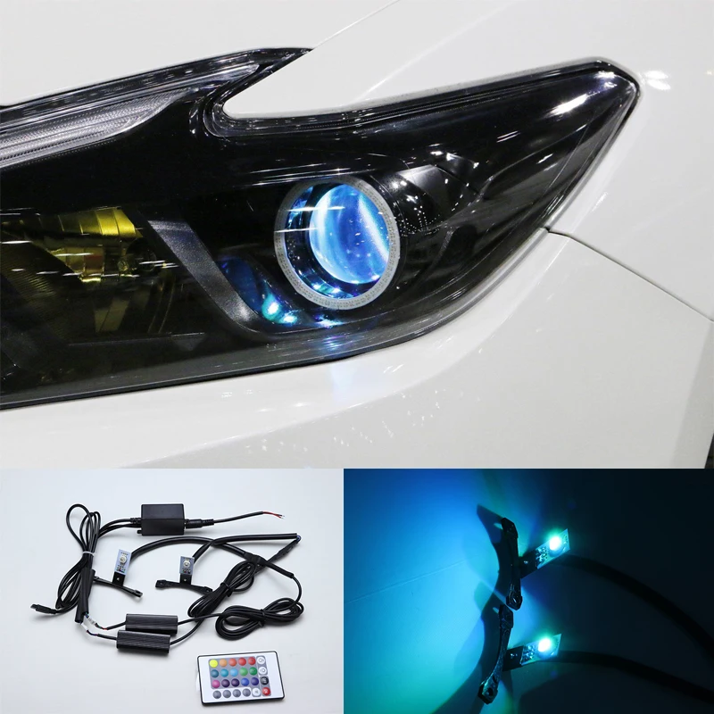 

High Quality Multi color RGB 360 Degree Demon LED Halo Rings Devil Eye with Remote For Car Motorcycle Headlights Projector