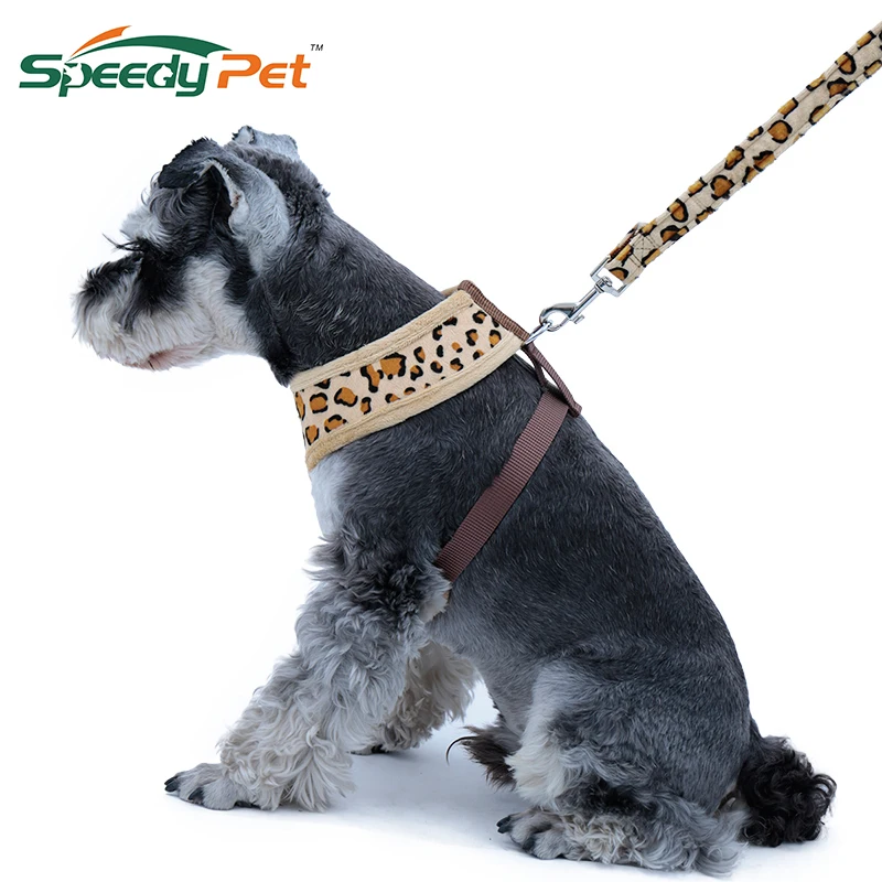 841 37 De Réductionharnais Durable Pour Animaux De Compagnie Chien Chat Coton Rose Beige Léopard Collier Réglable Chiot Laisse Harnais Ensemble