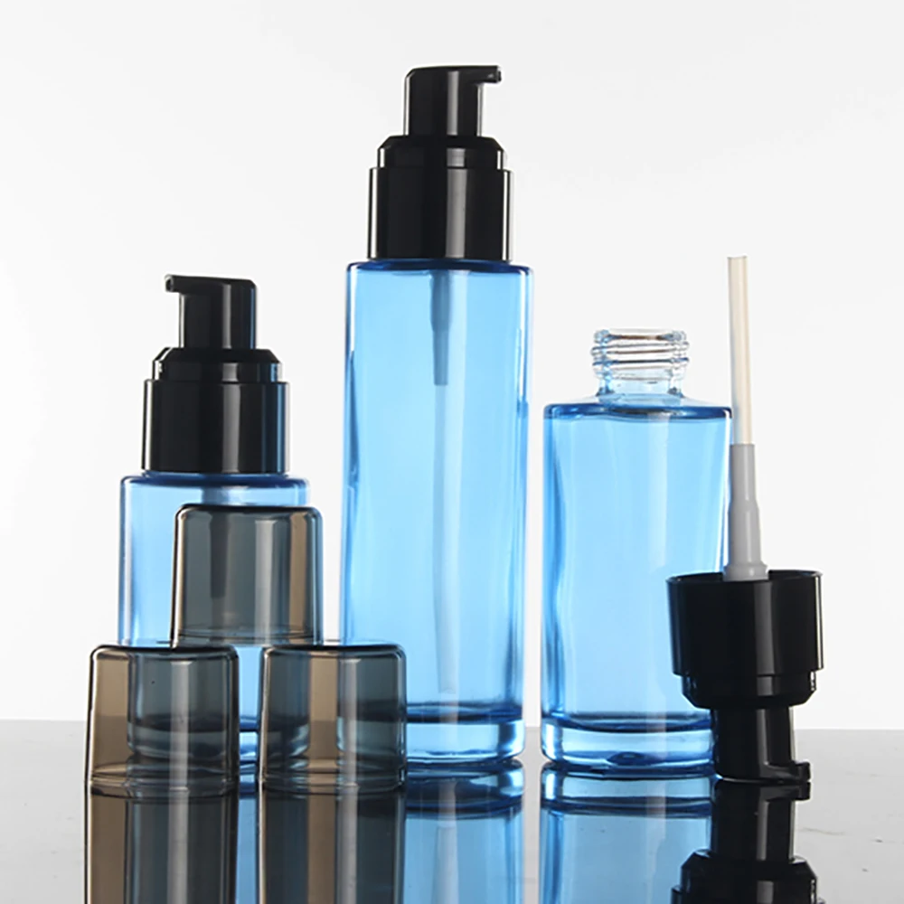 Download Hot sell custom 120ml blue glass cosmetic bottle with ...