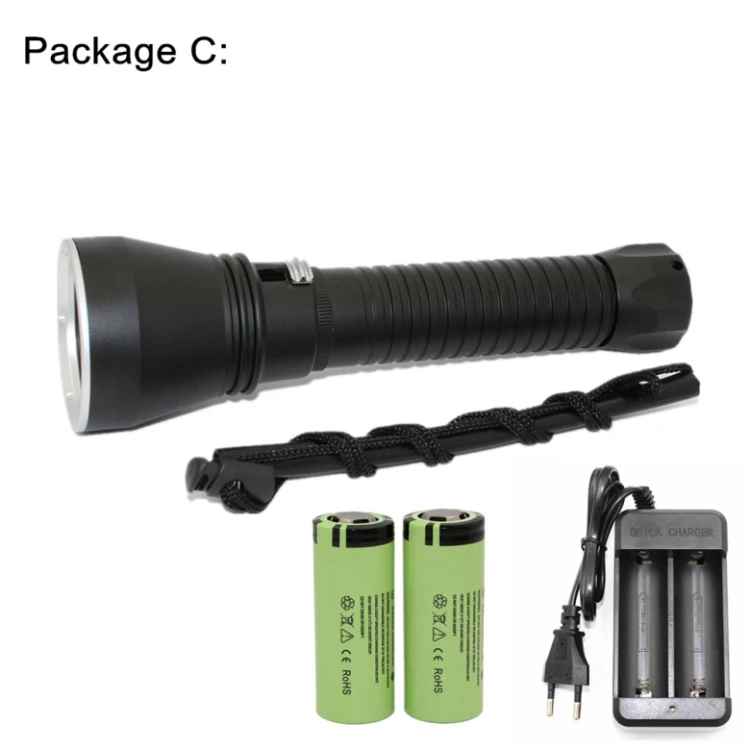 Package C Cree XHP70 светодиодный желтый/белый светильник 4000 люмен вспышка для подводного погружения и светильник 26650 фонарь подводный 100 м xhp70.2 spearfishing светодиодный подводный светильник - Испускаемый цвет: Package C
