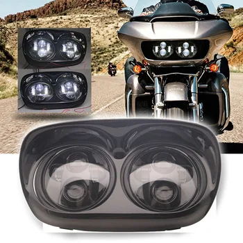 

Black Road Glide Projection LED Headlight Conversion Kit w/Halo Rings for 2004-2013 Road Glide 5.75inch Double Led headlight