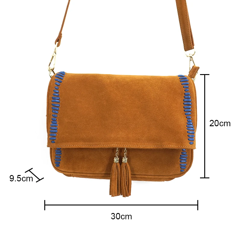 pingente de borla feminina couro genuíno nubuck