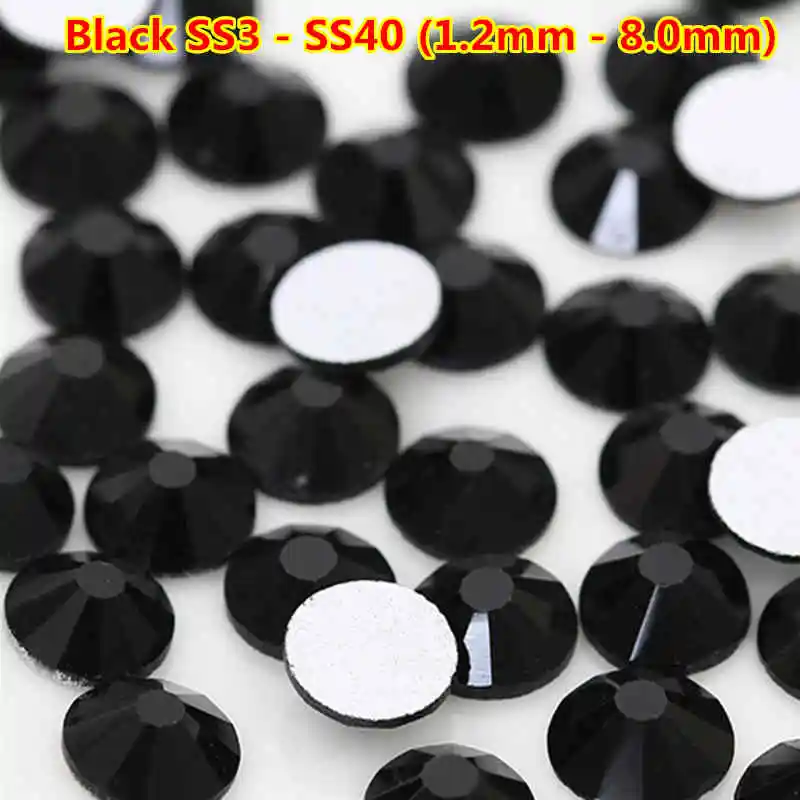 black 288 шт./пакет 30 Цвета piedras ногти ручек на выбор, ss34 стразы горячей фиксации, плоская задняя часть, украшение для ногтей ювелирное изделие на ногти стразы кристаллы дизайн ногтей стразами steentjes swarovsky гвозди - Цвет: black