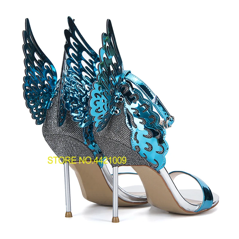 

Wedding Summer Women Sandals Women's High Heels Sandals Butterfly Wings Embellished Ankle Strap Prom Shoes Female Sandals