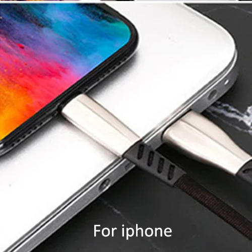 1 м Micro USB кабель 3A Быстрая зарядка для iPhone XS XR 8 Plus Реверсивный кабель для передачи данных type C для samsung для Xiaomi для huawei P8 - Цвет: For ios-black