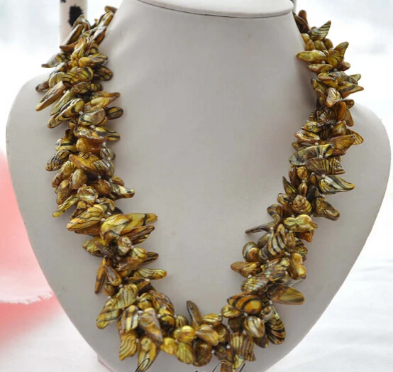 

ddh002610 2strands 45" 16mm coffee baroque tail freshwater pearl necklace