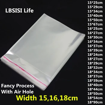 

LBSISI Life 100pcs Transparent Bag Clear Plastic Packaging Self Adhesive Opp Cloth Candy Cookie Jewelry Gift Sock Bags