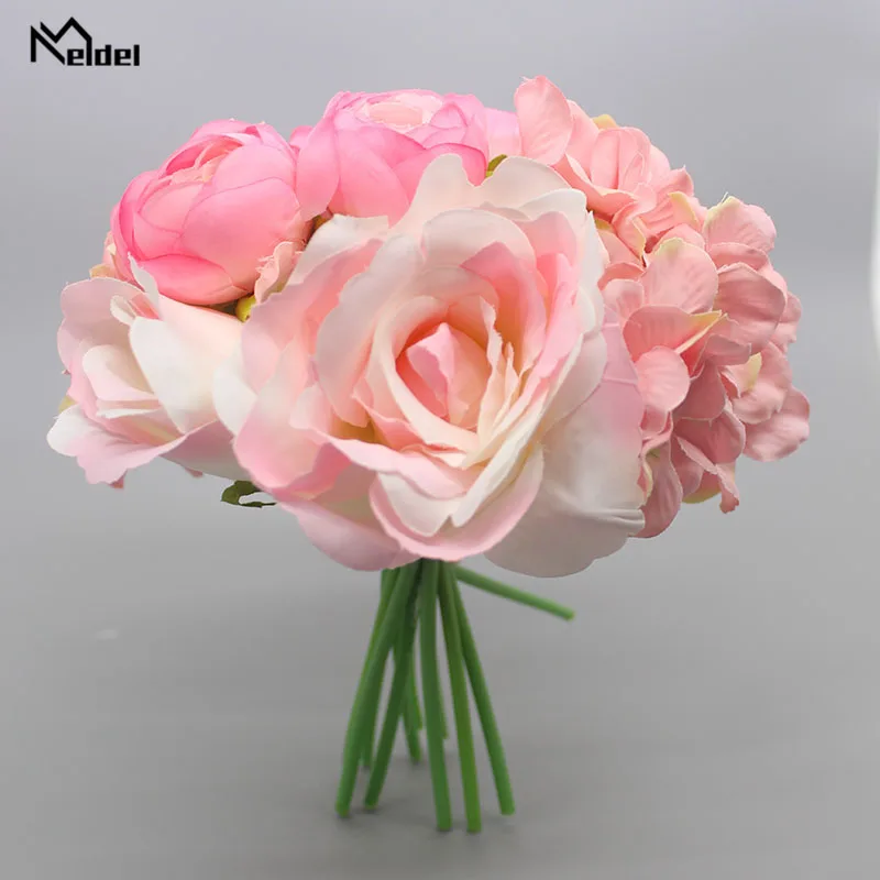 wedding bouquet roses peony artificial flowers  (6)