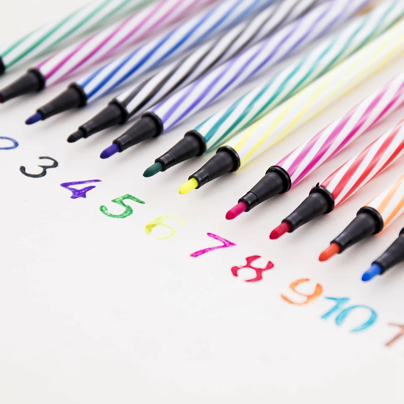 

YDNZC 12Colors Watercolor Markers Pen Graffiti Screw Thread Pen Kindergarten Beginners Primary Students Non-toxic Children's Pen