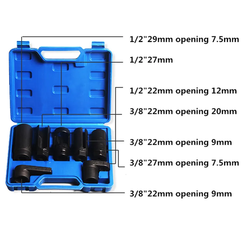 

7 PC 22mm Oxygen Vacuum Lambda Sensor Remove Socket Set Kit Thread Chasers Spark Plug Car Tools