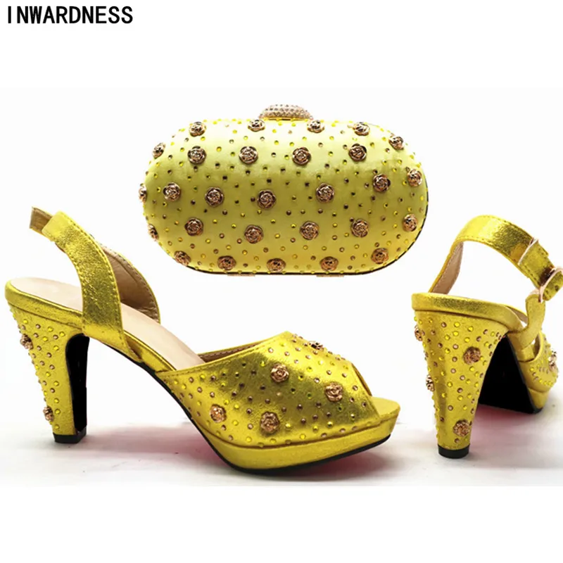

Latest Ladies Shoes with Matching Bags Set Decorated with Rhinestone Shoes and Bag Set African Sets 2018 Bag and Shoes Set Italy