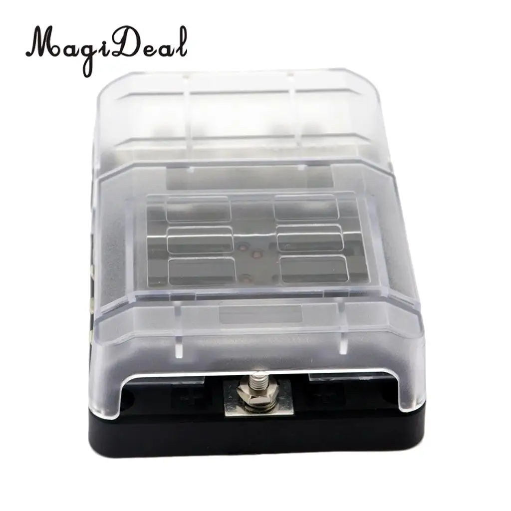 MagiDeal Boat Automotive 6 Way Modular Terminal Blade Fuse Box with LED Indication Yacht  Dinghy Replaccement Parts Accessories