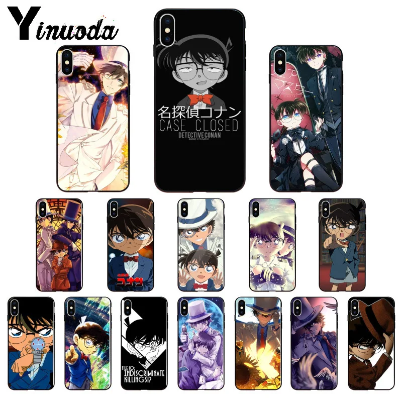 Yinuoda японский аниме Detective Conan силиконовый мягкий ТПУ Черный чехол для телефона iPhone