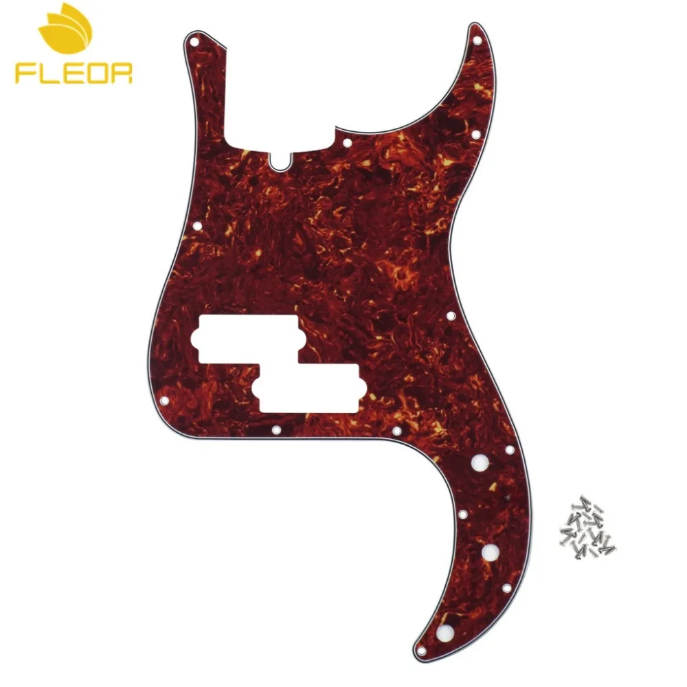 

FLEOR Red Tortoise PB Bass Pickguard Bass Guitar Scratch Plate 4Ply & Screws for 13 Hole USA/Mexico Electric Bass Parts