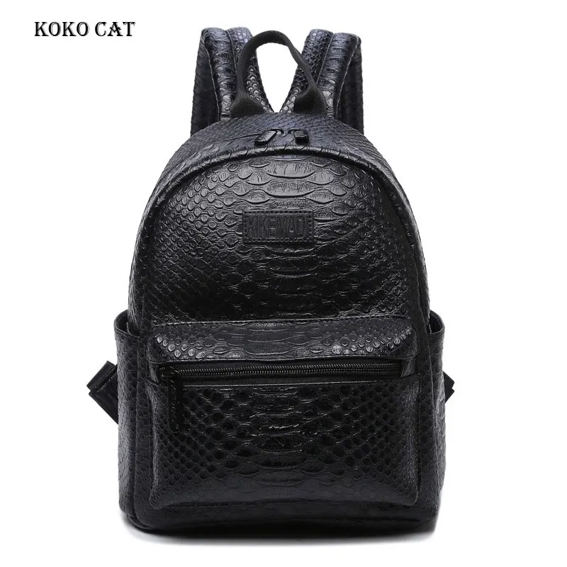 

Vintage Crocodile Pattern PU Leather Backpack Mini Shoolbag Zipper Fashion Dayback Shoulder Bags Sac A Dos Mochila Feminina
