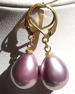 

Hot selling free shipping******** charming 10x14mm Lavender SEAshell pearl earring