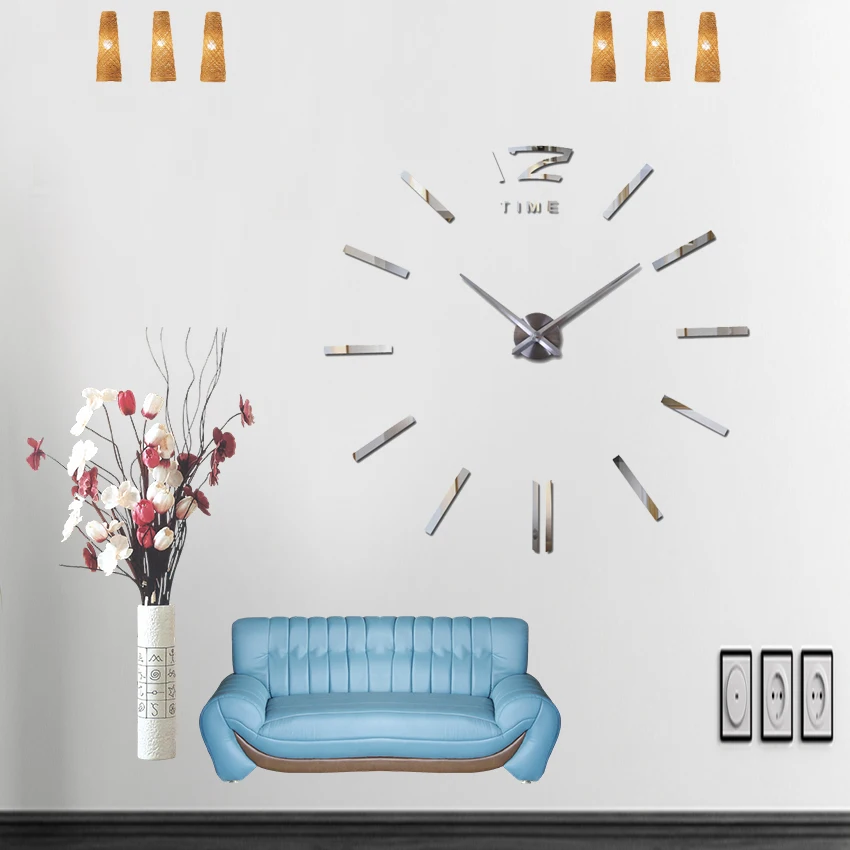3D Большой размер Новый золотой цвет reloj pared украшение дома модные зеркальные
