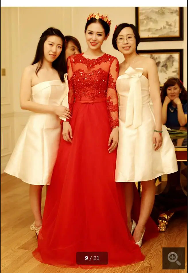 

2016 new arrival red lace appliques wedding dress real picture beading sequins wedding gowns best selling bride dress hot sale