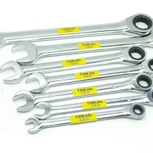 New 7pcs/set 72T CR-V Head Wrench Sets Combination Ratcheting Wrench Spanner Set Metric 8,10,12,13,14,17,19MM DIN.c