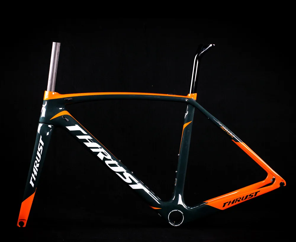 Карбоновая рама для шоссейного велосипеда, аэро карбоновая рама для велосипеда, дешевая китайская рама, комплект тяги, 2 года гарантии - Цвет: orange