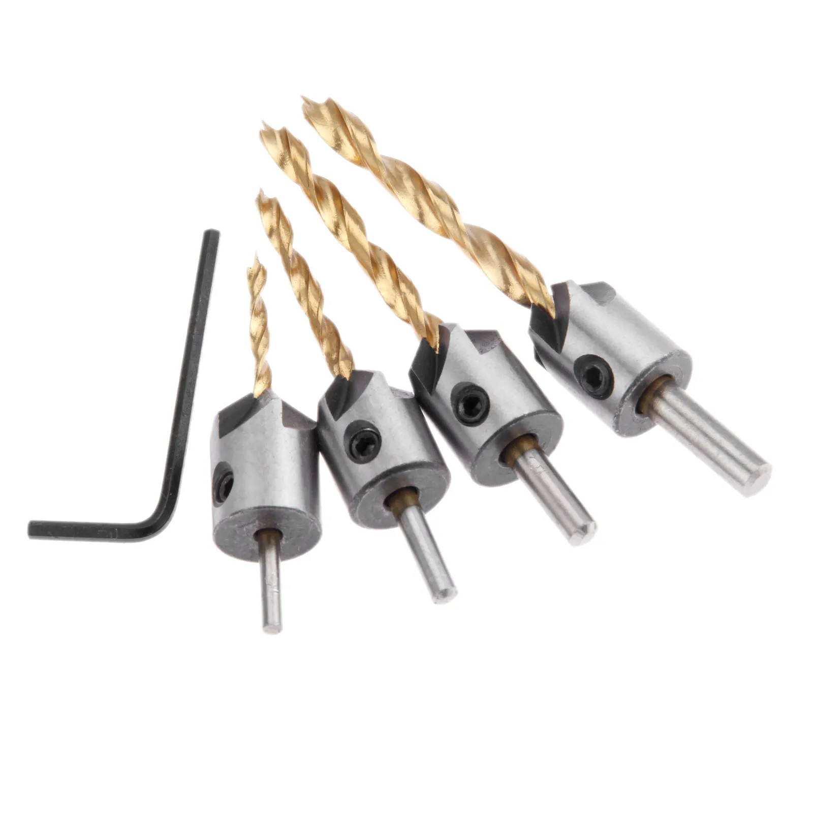 Multisize Titanize Woodwork Chamfer HSS Hex Shank 5 Flute Countersink Drill Bit