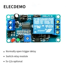 5V12V normally open trigger delay circuit relay module timing vibration alarm optocoupler isolation Function demo Board